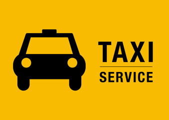 Taxi sign illustration in yellow and black colors
