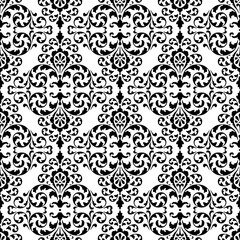 Seamless pattern of ornate floral vintage elements