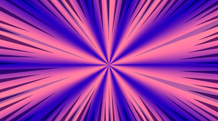 Bright pink and blue gradient retro comic background with circle of dark and light stipes. Abstract vibrant conus backdrop with texture for advertising design, poster, print