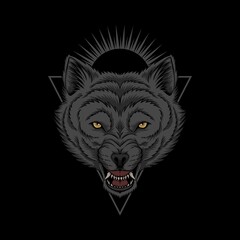 Wolf head angry illustration
