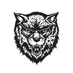 Wolf Head. Hand Drawn Vector Illustration