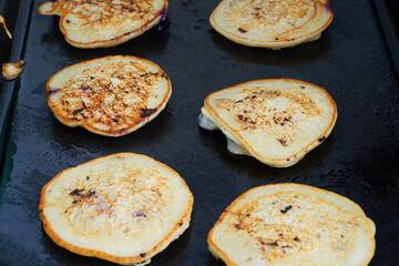 Fresh homemade small blueberry pancakes