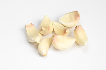 Pieces of garlic peeled and ready for eating. Aromatic food ingredients