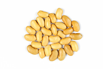 Pile of brown kidney beans isolated on white background. Raw seeds