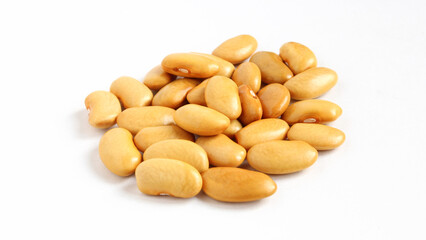 Pile of brown kidney beans isolated on white background. Raw seeds
