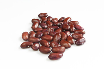 Handful of red kidney beans isolated on white background