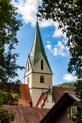 Fototapeta premium Klosterkirche vom Blautopf aus