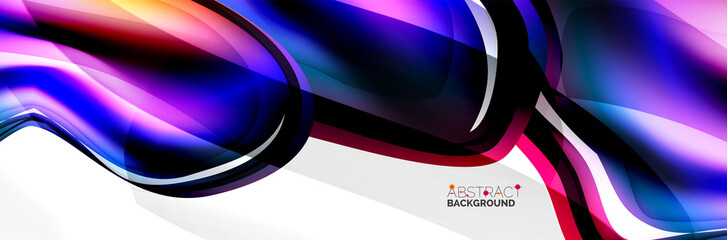 Vector abstract background, flowing liquid style bubble with metallic, color quicksilver chrome texture and color glow effects