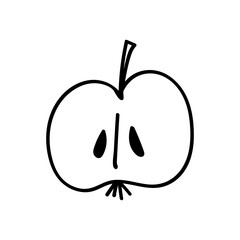Black outline of an Apple on a white background.