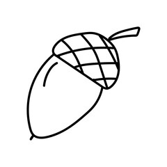 Black outline of an acorn on a white background.