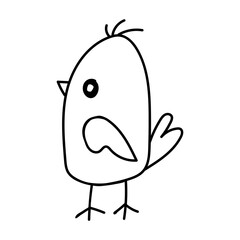 Black outline of a stylized bird on a white background.