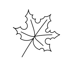 Black outline of a maple leaf on a white background.