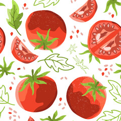 Seamless background with fresh tomatoes Bright juicy vegetables