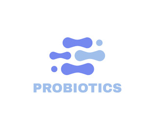 Fototapeta na wymiar Probiotics bacteria label. Logo design. Healthy nutrition ingredient for therapeutic purposes. Vector illustration