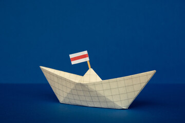paper boat with the flag of belarus
