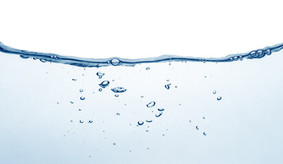 Water wave and splash with bubbles