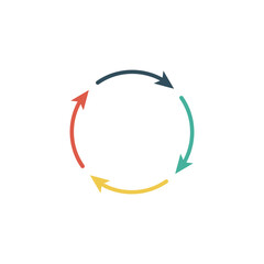 A Colourful Circular four Arrows Illustration. Stock vector illustration isolated on white background.