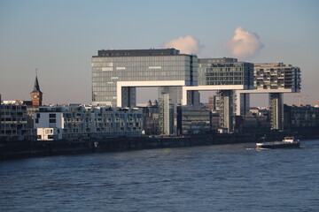 Fototapeta premium Crane houses in Cologne on the Rhine, Germany
