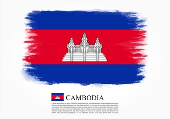 Textured and vector flag of Cambodia drawn with brush strokes. Texture and vector flag of Cambodia drawn with brush strokes.