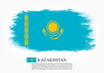 Textured and vector flag of Kazakhstan drawn with brush strokes. Texture and vector flag of Kazakhstan drawn with brush strokes.