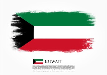Textured and vector flag of Kuwait drawn with brush strokes. Texture and vector flag of Kuwait drawn with brush strokes.