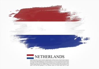 Textured and vector flag of Netherlands drawn with brush strokes. Texture and vector flag of Netherlands drawn with brush strokes.