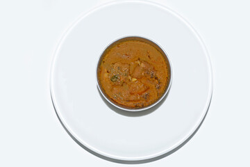 Chicken curry on white background