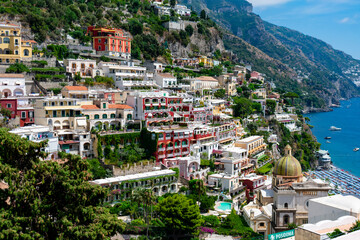 Fototapeta premium Italy, Campania, Positano - 17 August 2019 - Glimpse of the colorful Positano