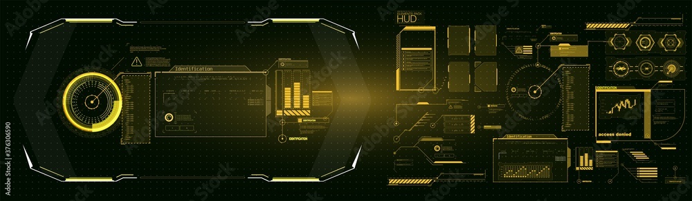 Poster futuristic vector hud interface screen design. digital callouts titles. hud ui gui futuristic user i