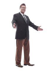 friendly business man looking at the camera . isolated on a white