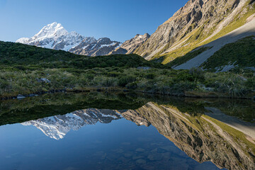 Fototapeta na wymiar Mount Cook reflection New Zealand