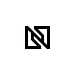 abstract N letter logo icon, line, simple but elegant, on black background