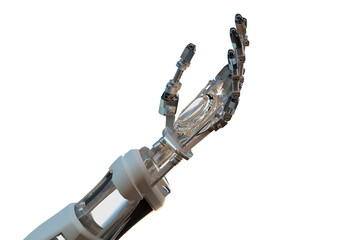 Robotic Arm closeup isolated on white background 3d render illustration
