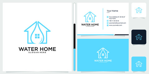 home & water logo design template vector