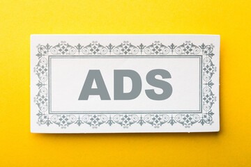 ADS Frame Label On Yellow Background
