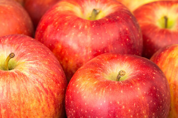 Full frame of fresh red apples, close up