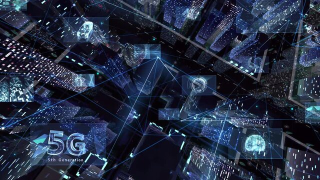 Digital Communication Network Technology Big data City Building Business Background