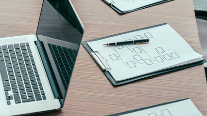 Fototapeta premium close up. laptop and marketing charts on the office Desk.