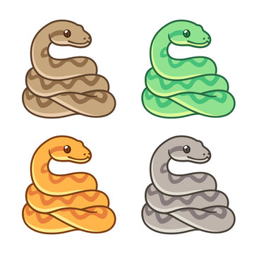 Cartoon snake drawing set