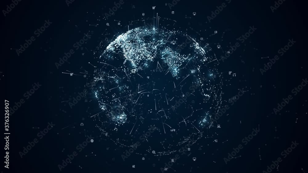 Poster digital data network connections with icon and global communication. 5g high-speed connection data a