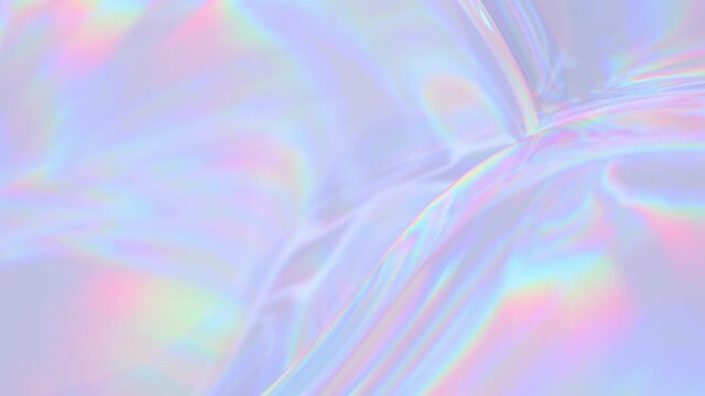 Organic Holographic neon foil looped animation. Abstract digital fabric. Sci-fi background.   Holographic foil. Liquid abstract
