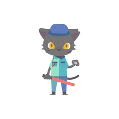 警備員の黒猫のイラスト