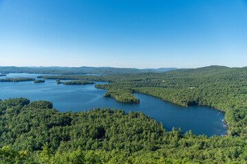 Fototapeta na wymiar Amazing view of Squam lake from West Rattlesnake Mountain New Hampshire