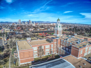 East High School and Downtown Denver
