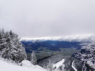 snow covered mountains