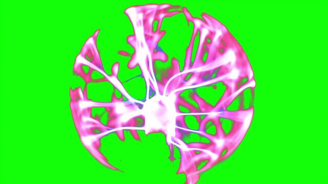 A Plasma Globe With Filaments On Green Screen Background