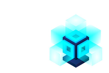 Server. Digital space. Data storage. Data center. Big Date. Conceptual illustration, data flow. Isometric vector illustration. 3D