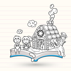 Open book and fairy tales,Hansel and Gretel.