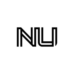 initial letter nu line stroke logo modern