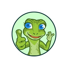 Frog Mascot in Thumb Up Pose Round Emblem